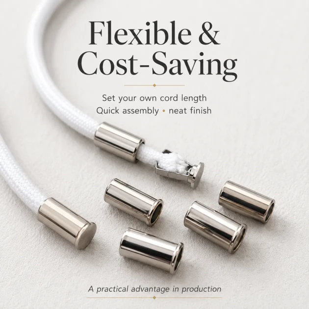 Clamp Cord End for Tres Cord - Metal Cord End 20 mm Diameter, 10 mm Diameter, 5.5 mm Cord Opening for Bags and Garments