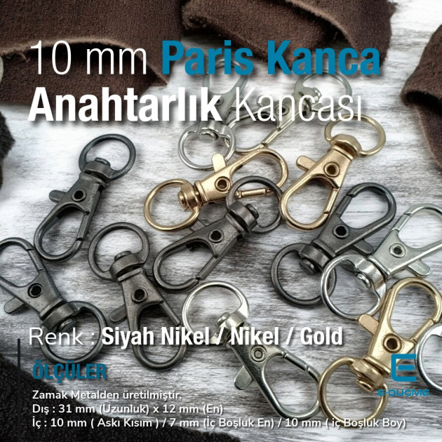 Keychain Hook 10 mm Spring Swivel Hooks - Paris Hook - Parrot Hook A 509