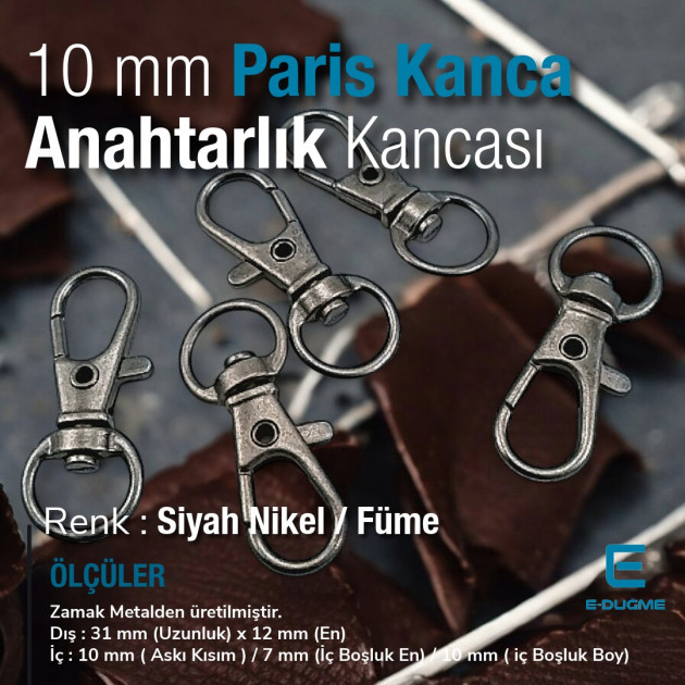 Keychain Hook 10 mm Spring Swivel Hooks - Paris Hook - Parrot Hook A 509