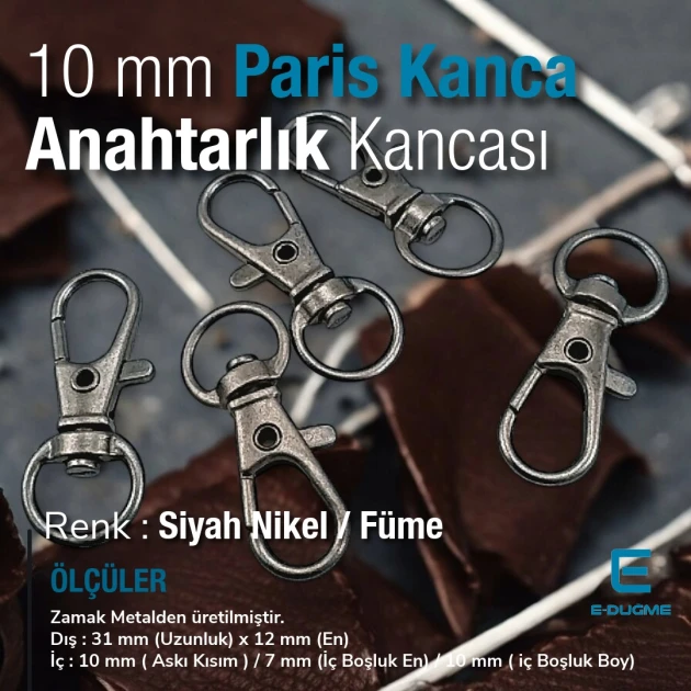 Keychain Hook 10 mm Spring Swivel Hooks - Paris Hook - Parrot Hook A 509