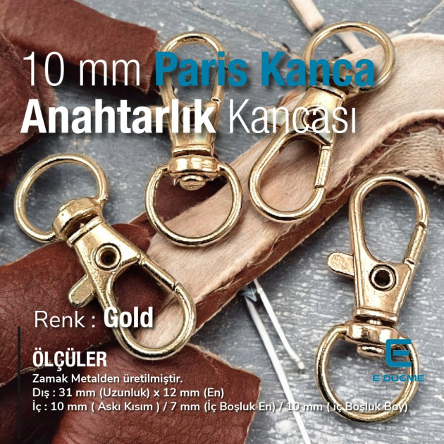 Keychain Hook 10 mm Spring Swivel Hooks - Paris Hook - Parrot Hook A 509