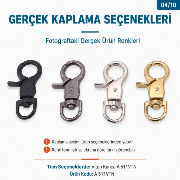 1,5 cm Viton Kanca Yaylı Döner Çanta ve Anahtarlık Kancası A 511VTN, zamak metalden üretilmiş, 35 mm uzunluk, 19 mm