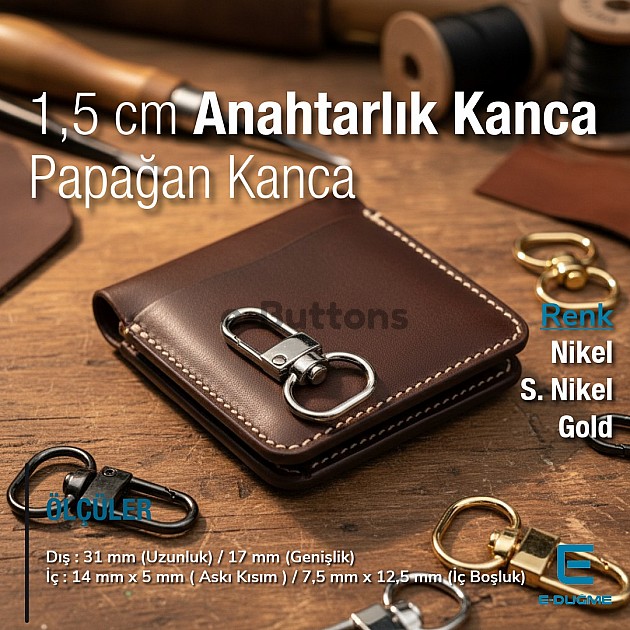 Keychain Hook 1,5 cm -0.6" Black Nickel Color Parrot Hook 50 Pieces / Pack A 546 PROMO1