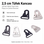 Tüfek Kancası 2,5 cm Zamak Metal Yaylı Askı Kayış ve Çanta Kancası A 552