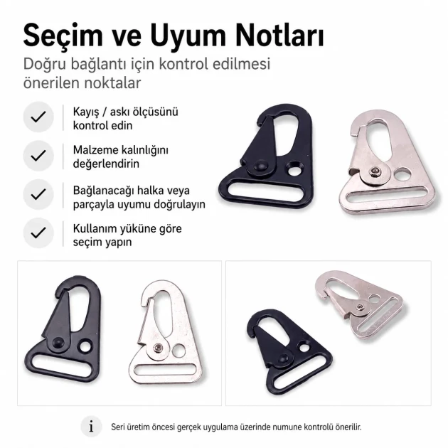 Tüfek Kancası 2,5 cm Zamak Metal Yaylı Askı Kayış ve Çanta Kancası A 552, çanta, kayış ve kemer kullanımı için ideal, sağlam