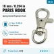 Paris Spring Swivel Hook A 578 with 9.7 mm / 0.382 in strap opening, ideal for keychains, lanyards, and small bag accessories