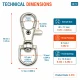 Paris Spring Swivel Hook A 578 with 9.7 mm / 0.382 in strap opening, ideal for keychains, lanyards, and small bag accessories