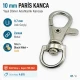 Paris Spring Swivel Hook A 578 with 9.7 mm / 0.382 in strap opening, ideal for keychains, lanyards, and small bag accessories