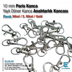 Keychain Hook 10 mm Spring Swivel Hooks - Paris Hook - Parrot Hook A 578