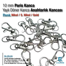 Keychain Hook 10 mm Spring Swivel Hooks - Paris Hook - Parrot Hook A 578