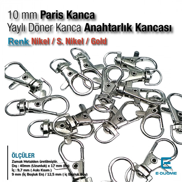 Keychain Hook 10 mm Spring Swivel Hooks - Paris Hook - Parrot Hook A 578