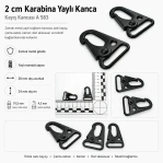 Tüfek Kancası 2 cm Zamak Metal Yaylı Askı Kayış ve Çanta Kancası A 583