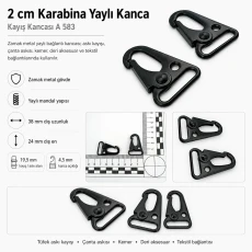 Tüfek Kancası 2 cm Zamak Metal Yaylı Askı Kayış ve Çanta Kancası A 583