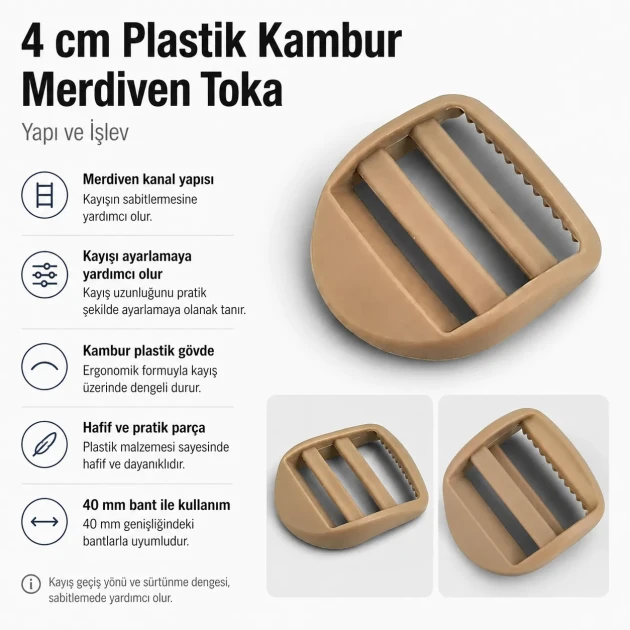 4 cm Plastic Hump Buckle for Bag Strap Adjustment - Durable and Stylish Ladder Buckle