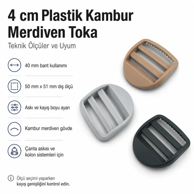 4 cm Plastic Hump Buckle for Bag Strap Adjustment - Durable and Stylish Ladder Buckle