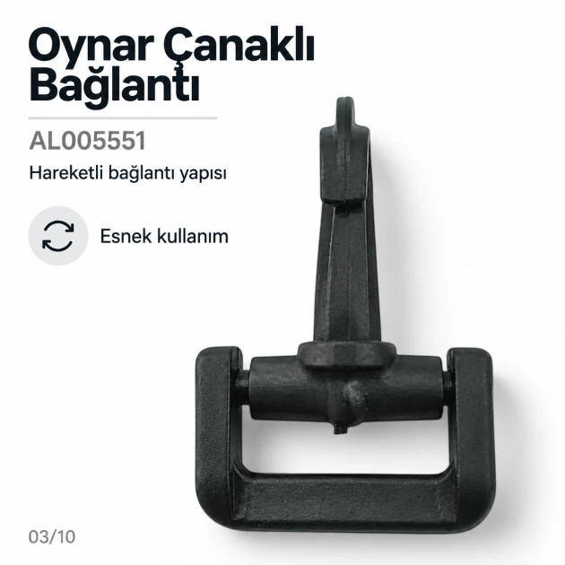 4 cm Plastik Oynar Çanaklı Çanta Kancası – 40 mm Kayış Uyumlu, plastik döner bağlantı aksesuarı