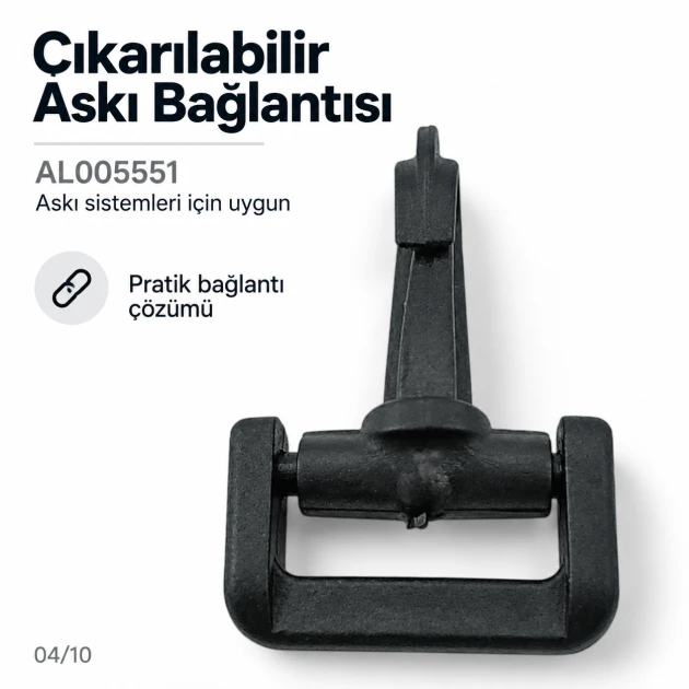 4 cm Plastik Oynar Çanaklı Çanta Kancası – 40 mm Kayış Uyumlu, plastik döner bağlantı aksesuarı