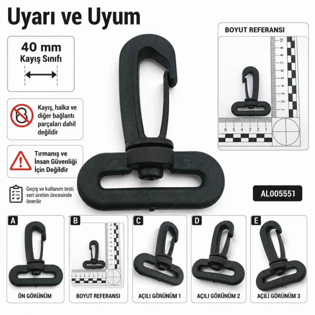 4 cm Plastik Oynar Çanta Kancası, yüksek kaliteli plastik malzemeden üretilmiş, dayanıklı ve estetik yapısıyla çanta