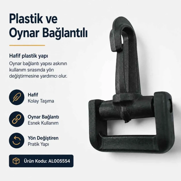 2 cm Plastik Oynar Çanta Kancası - Yüksek kaliteli zamak metal malzemeden üretilmiş, dayanıklı ve estetik görünüm sunan