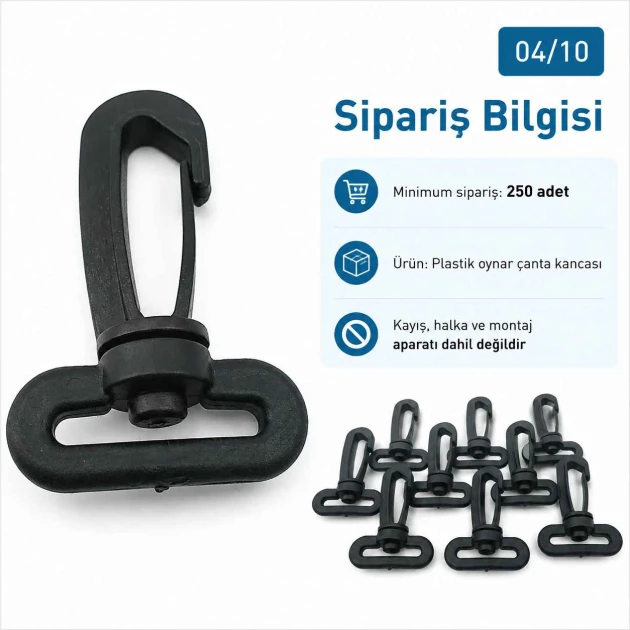 2.5 cm Plastic Swivel Bag Hook for 25 mm Webbing - Durable and Lightweight Connection for Bags