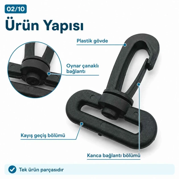 30 mm / 1.2 in Plastic Swivel Bag Hook AL005555-2