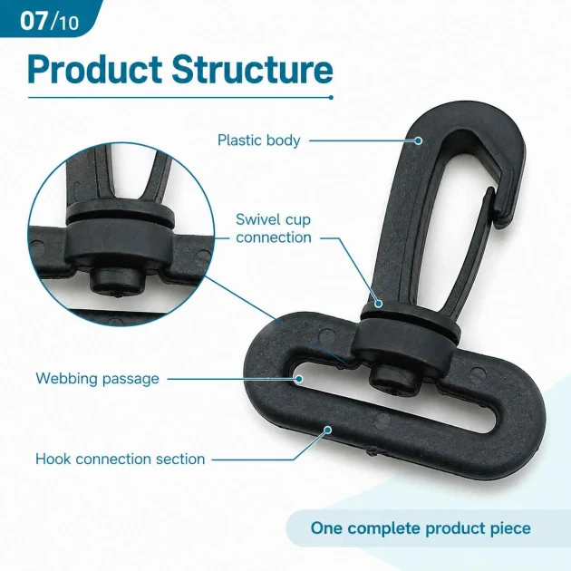 30 mm / 1.2 in Plastic Swivel Bag Hook AL005555-2