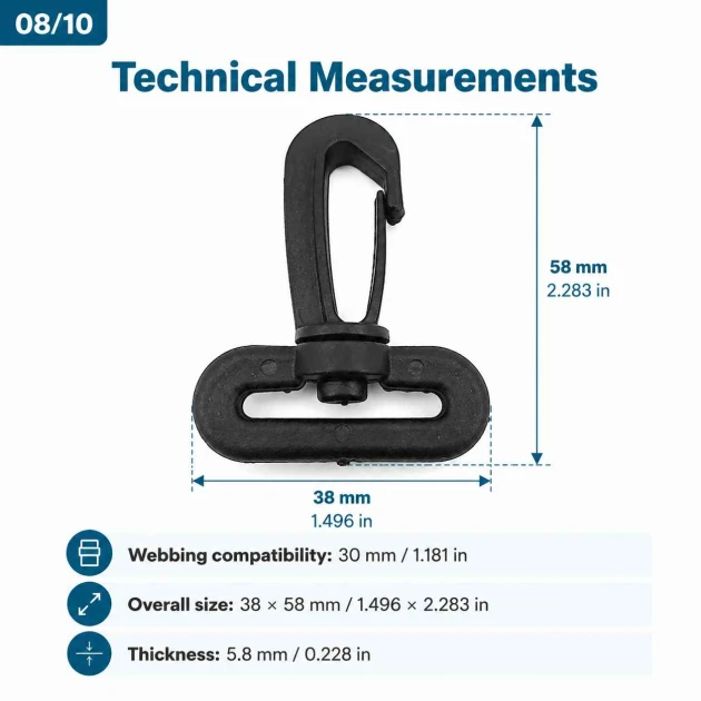 30 mm / 1.2 in Plastic Swivel Bag Hook AL005555-2