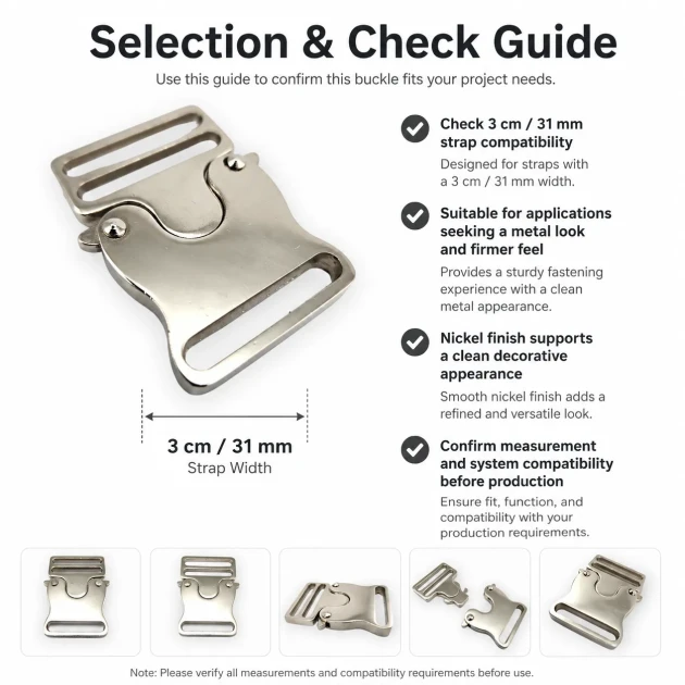 Snap Clasp 3 cm / 1.18 in Metal Zamak Buckle A0002 for bags and accessories