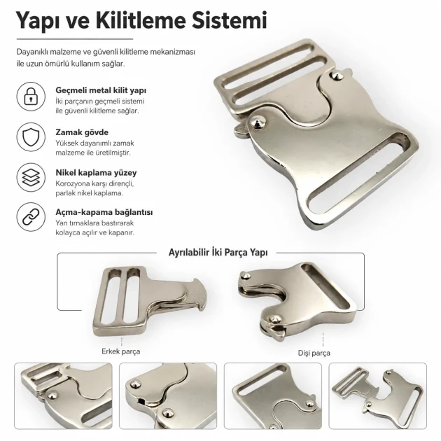 Snap Clasp 3 cm / 1.18 in Metal Zamak Buckle A0002 for bags and accessories