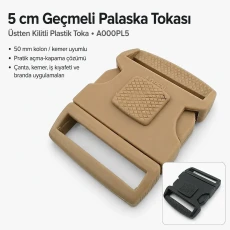 5 cm / 1.97 in Top-Lock Plastic Side-Release Bandolier Buckle A000PL5