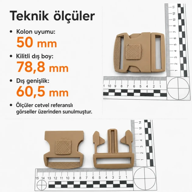 5 cm / 1.97 in Top-Lock Plastic Side-Release Bandolier Buckle made from durable PP material, ideal for bags and workwear