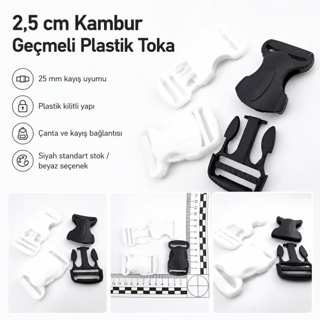 Side-Release Buckle 2.5 cm / 1 in Curved Plastic Snap Buckle for Bags and Webbing, durable and versatile fastening solution
