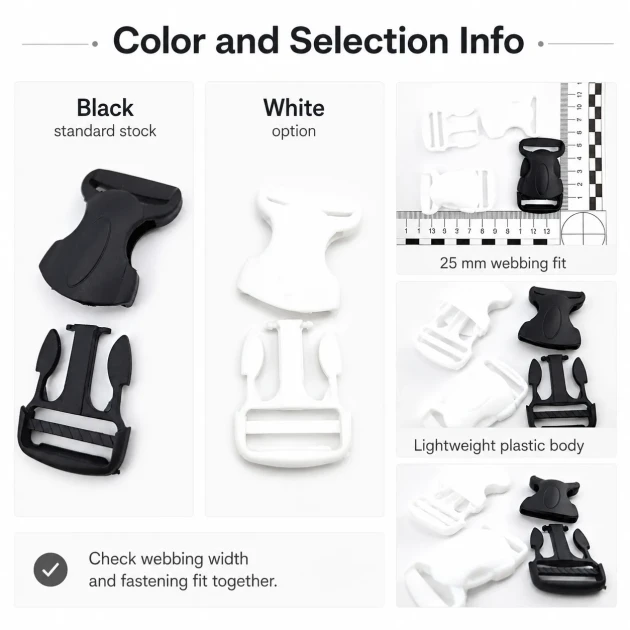 Side-Release Buckle 2.5 cm / 1 in Curved Plastic Snap Buckle for Bags and Webbing, durable and versatile fastening solution