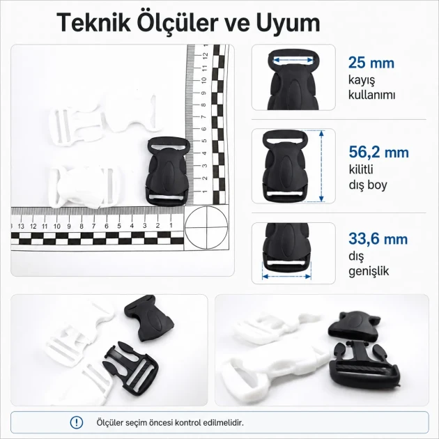 Side-Release Buckle 2.5 cm / 1 in Curved Plastic Snap Buckle for Bags and Webbing, durable and versatile fastening solution