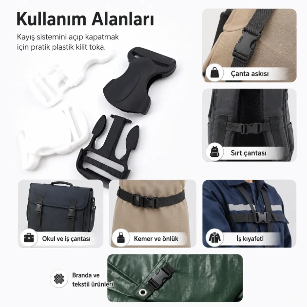 Side-Release Buckle 2.5 cm / 1 in Curved Plastic Snap Buckle for Bags and Webbing, durable and versatile fastening solution