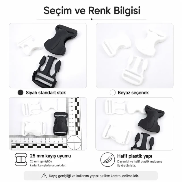 Side-Release Buckle 2.5 cm / 1 in Curved Plastic Snap Buckle for Bags and Webbing, durable and versatile fastening solution