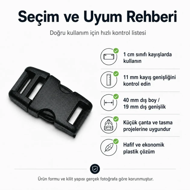 1 cm Side Release Plastic Buckle - Durable and Stylish Design for Bags and Accessories