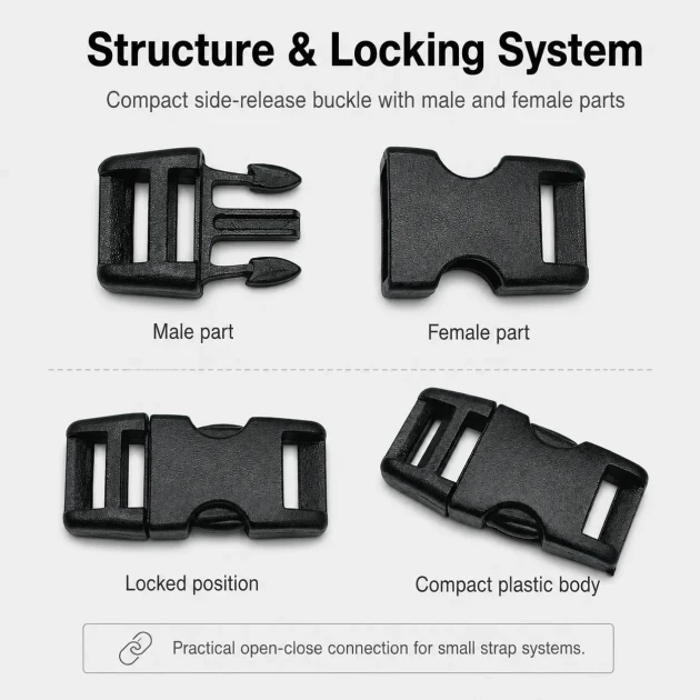 1 cm Side Release Plastic Buckle - Durable and Stylish Design for Bags and Accessories