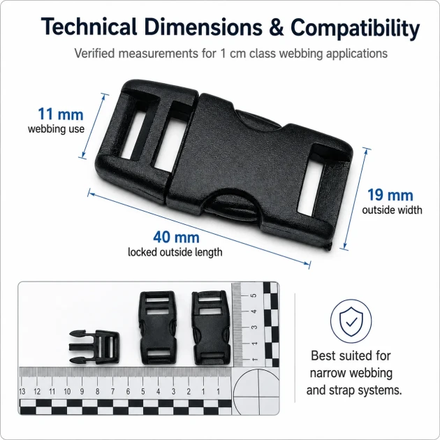 1 cm Side Release Plastic Buckle - Durable and Stylish Design for Bags and Accessories