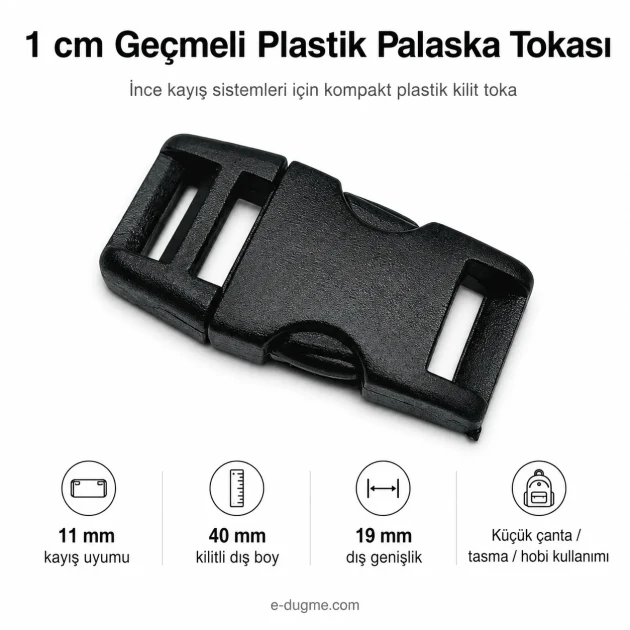 1 cm Side Release Plastic Buckle - Durable and Stylish Design for Bags and Accessories