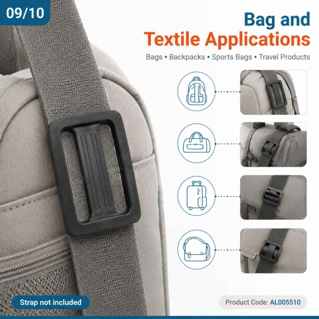 40 mm / 1.575 in Plastic Rectangular Strap Adjuster for adjustable bag straps, backpacks, and pet accessories