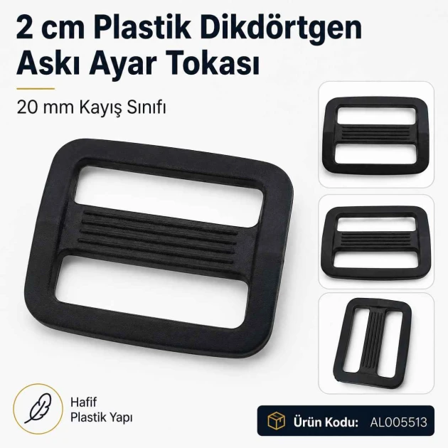 20 mm Rectangular Plastic Strap Adjuster for bags, backpacks and pet accessories
