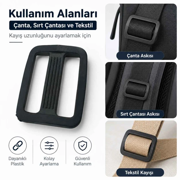 20 mm Rectangular Plastic Strap Adjuster for bags, backpacks and pet accessories