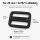 20 mm Rectangular Plastic Strap Adjuster for bags, backpacks and pet accessories