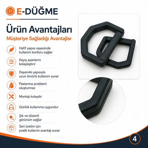 3 cm / 1.18 in Black Plastic D Ring for Bag and Accessory Production