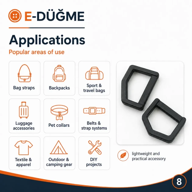 3 cm / 1.18 in Black Plastic D Ring for Bag and Accessory Production