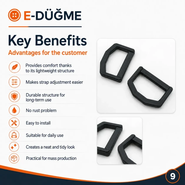 3 cm / 1.18 in Black Plastic D Ring for Bag and Accessory Production