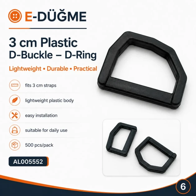 3 cm / 1.18 in Black Plastic D Ring for Bag and Accessory Production
