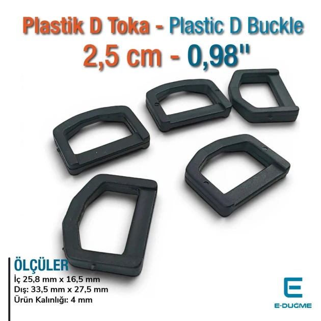 2.5 cm 0.98" Plastic D Buckle - Plastic D Ring 500 Pieces/Pack AL005553