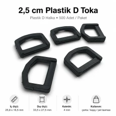 Plastic D Ring 2.5 cm / 0.98 in Plastic D Buckle 500 Pieces/Pack AL005553